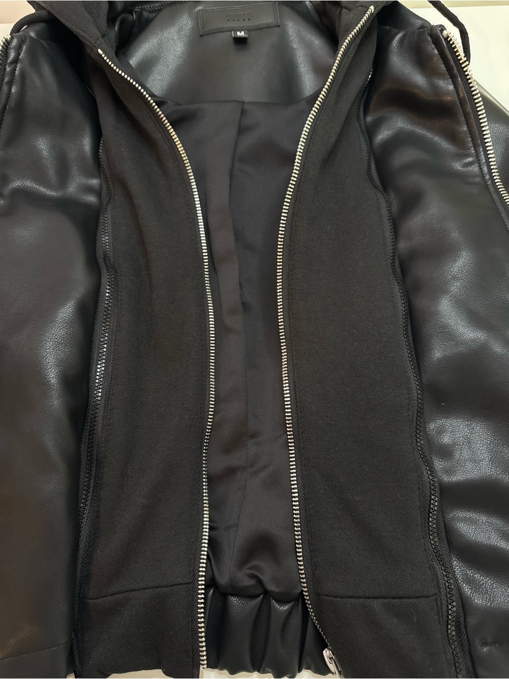 BlankNYC | Faux Leather Moto Jacket with Removable Hood | Black | Size Medium - Picture 4 of 14